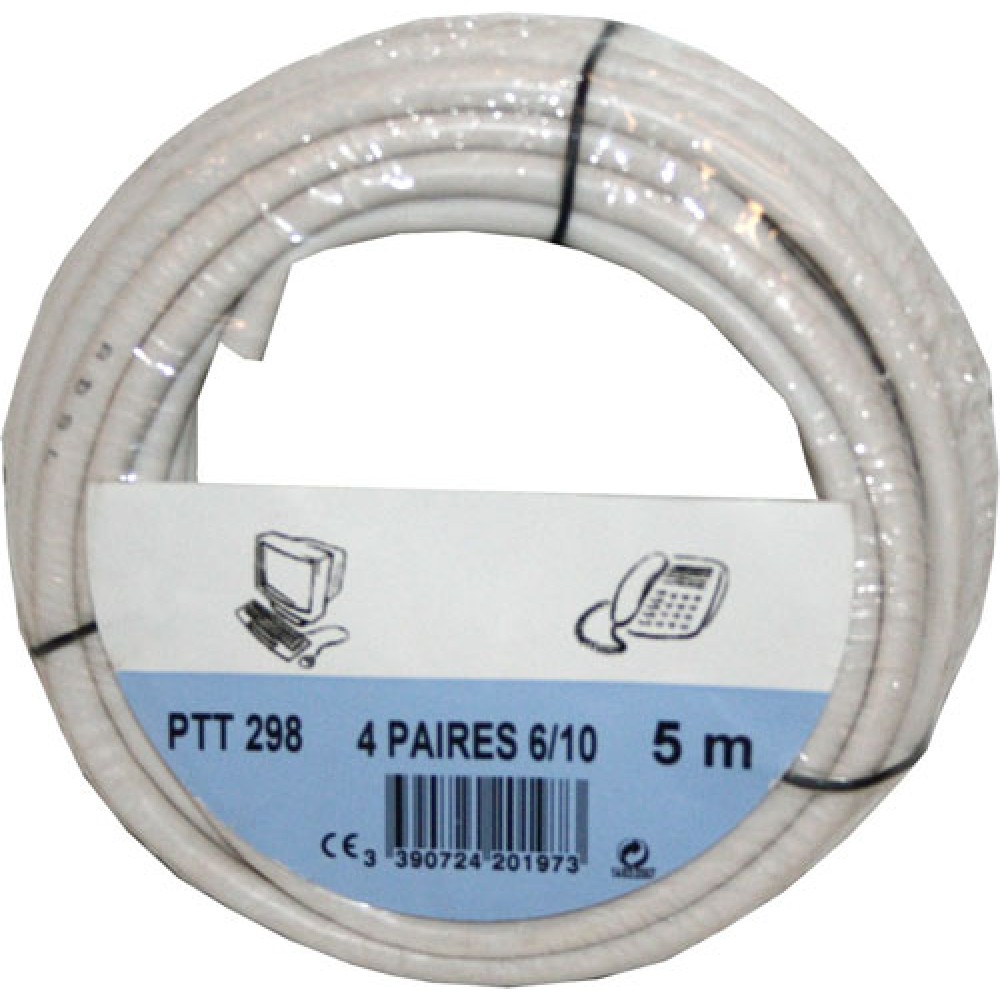 CABLE TELEPHONE ROND 4 PAIRES 6/10-5 M