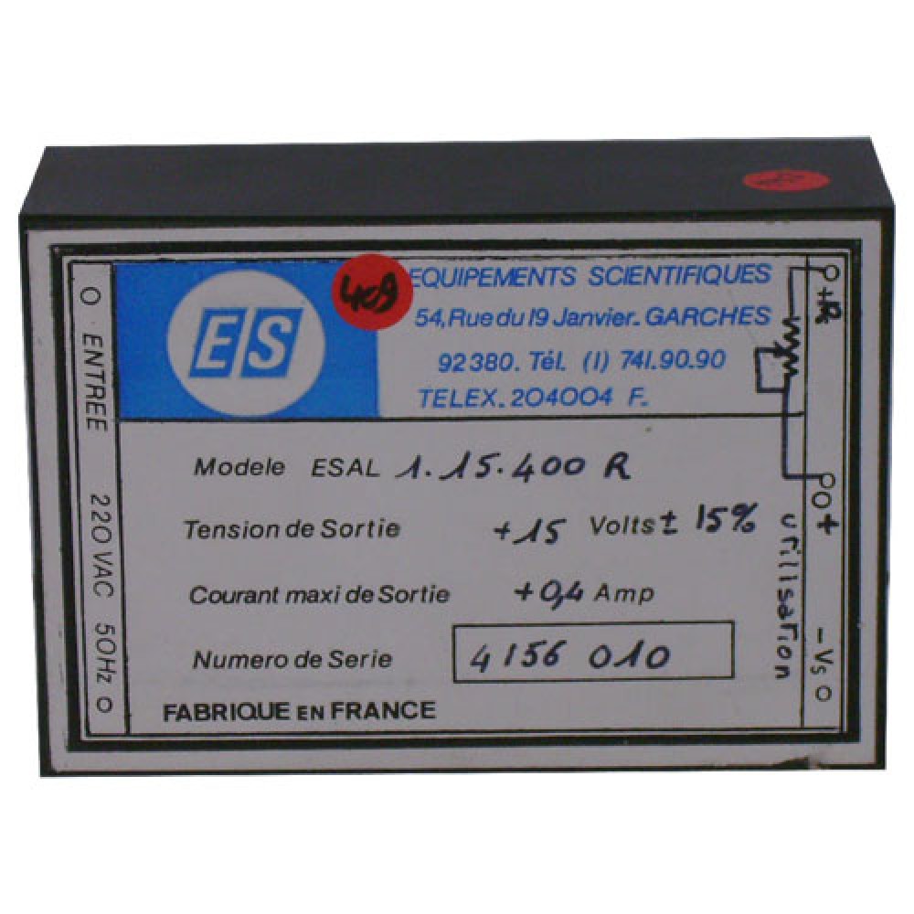 ALIMENTATION ENCAPSULEE 220V>15VDC/400MA