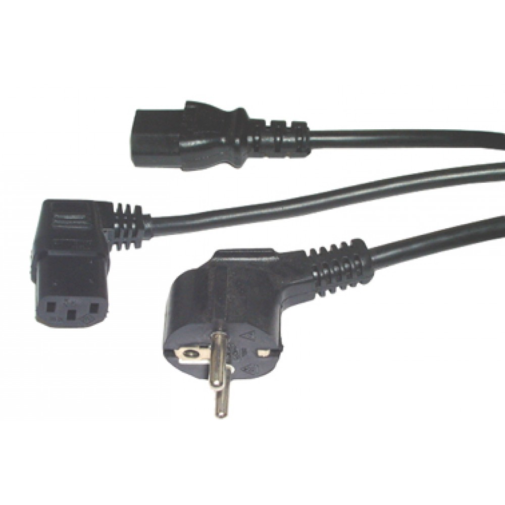 CORDON SECTEUR IEC COUDE 2P+T 1.5M NOIR