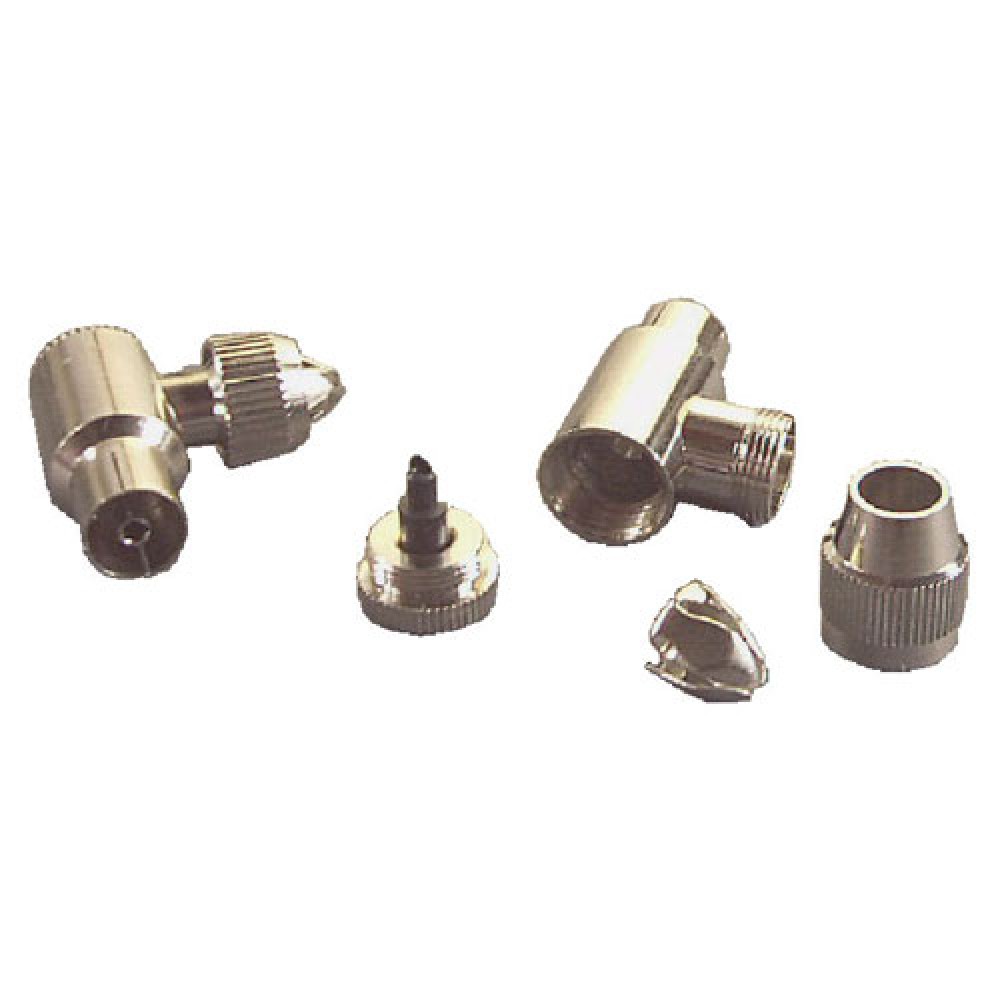 FICHE COAX METAL COUDEE F 9,52MM  A VIS