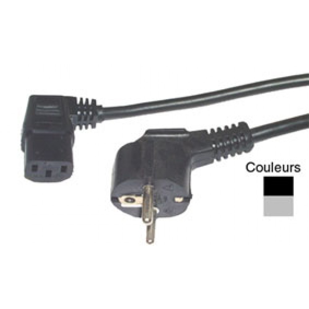 CORDON SECTEUR IEC COUDE 2P+T 2,5M NOIR