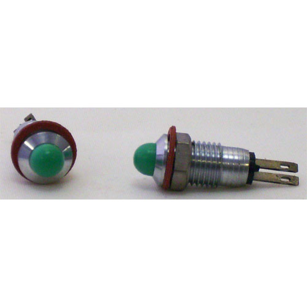 VOYANT ROND VERT 5V--CHROME--2 PIECES