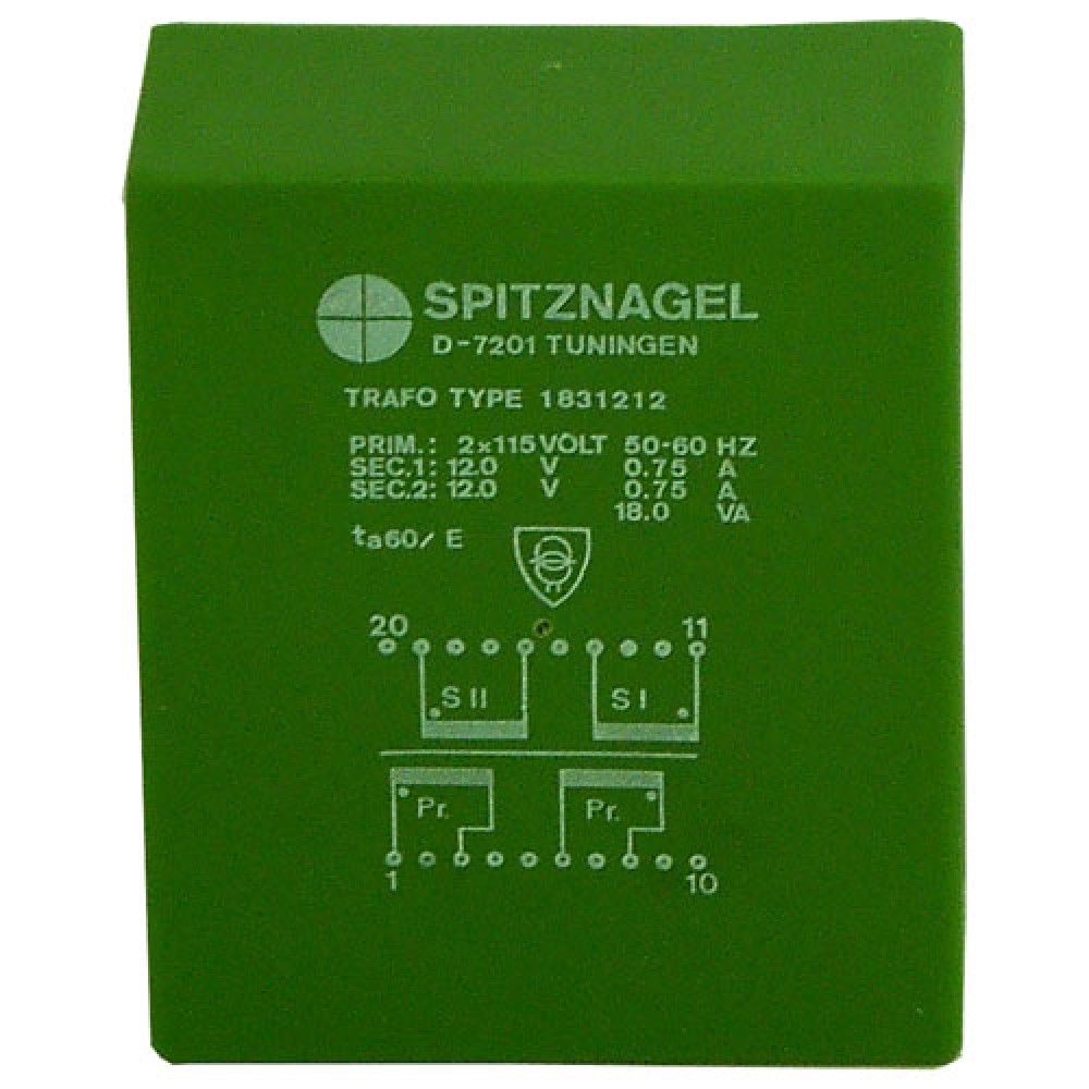 TRANSFO EXTRA-PLAT 2 X 0 / 12V -18 WATTS